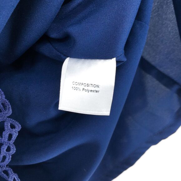 Wai Ming Women M Simona Dress Navy Blue Lace Bell Off Shoulder Bell Sleeve FLAW - Picture 7 of 8